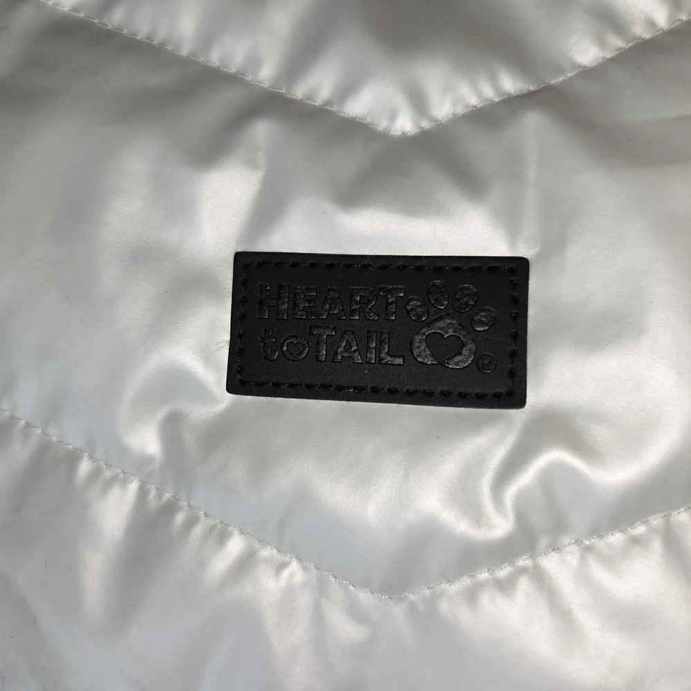 Heart‎ To Tail White Metallic Pet Puffer Jacket- Medium